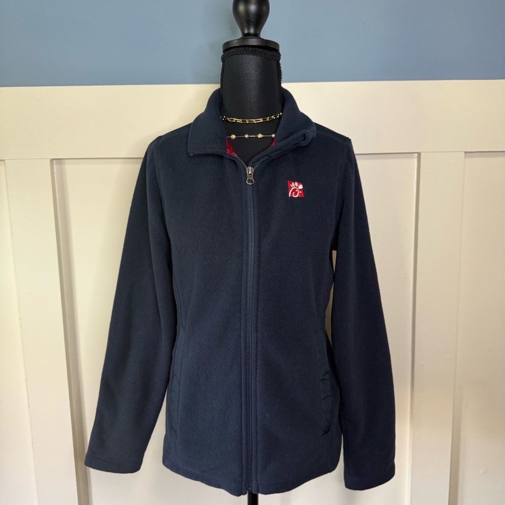 Chick-fil-A oobe Navy Zip-Up Fleece Jacket Women’s Small - Picture 2 of 5